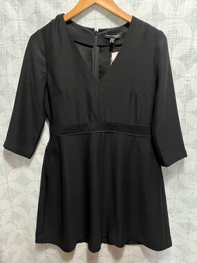 Banana Republic Black V-Neck Fit & Flare Mini Dress